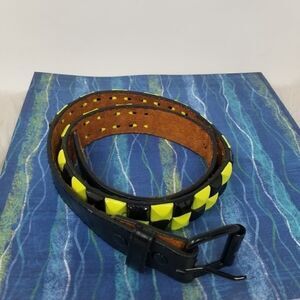 Genuine Leather Neon Yellow and Black Belt.